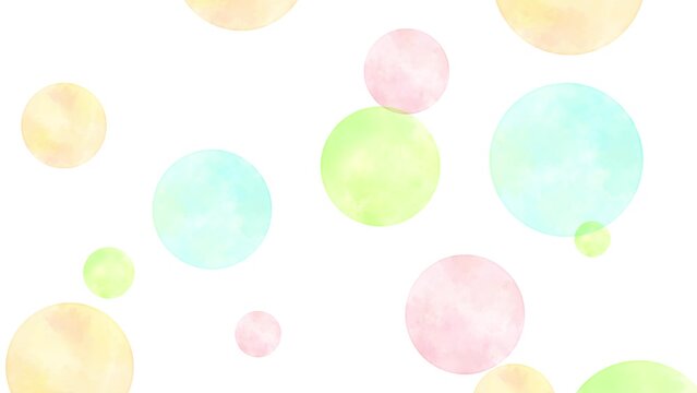水彩の泡のバックグラウンド（カラフル）8秒ループ