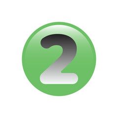 Number 2 green circle  with gradient two