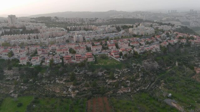 Aerial view over Gilo neighborhood, Israel,2023

Israeli settlement in south-western East Jerusalem, Drone view, Israel 2023 
