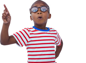 Cute boy shaking finger saying no to camera © vectorfusionart