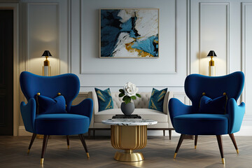 Blue sofa set classic living room