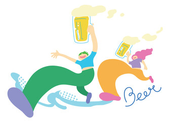 happy_holiday_people_03:cheers_beer＿_ポスター・バナーデザイン_テンプレート_ベクター素材