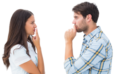 Upset young couple not talking
