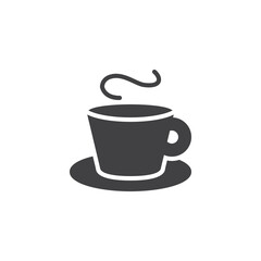 Hot coffee mug vector icon