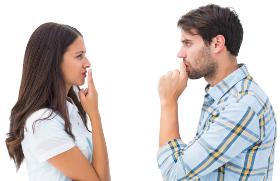 Upset young couple not talking