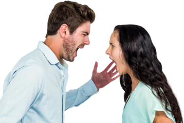 Angry couple shouting while arguing
