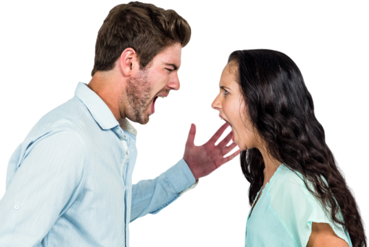 Angry couple shouting while arguing