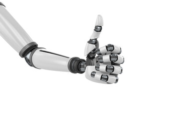 Shiny robotic hand with thumbs up