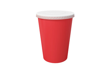 Red cup over white background