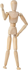 3d wooden figurine standing and showing fist