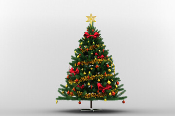 Decorative Christmas tree against gray background