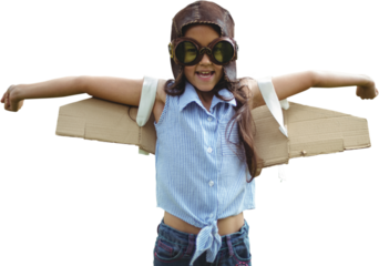 Portrait of girl wearing flying goggles