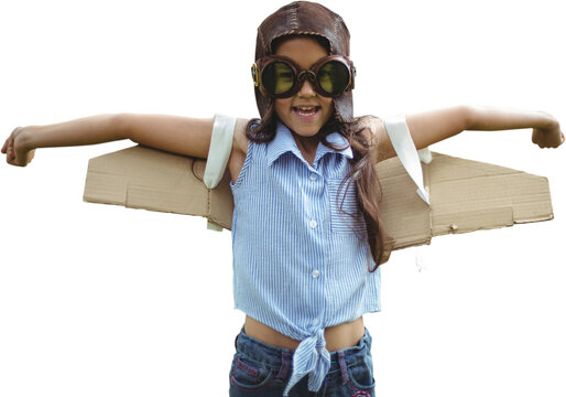 Portrait of girl wearing flying goggles