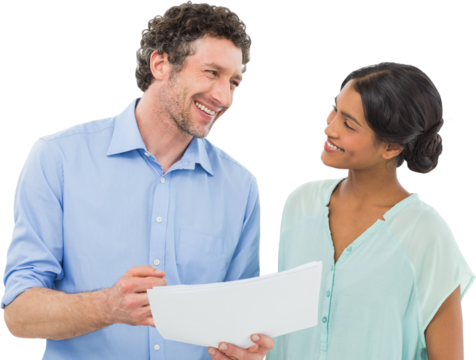 Smiling business people with paperwork