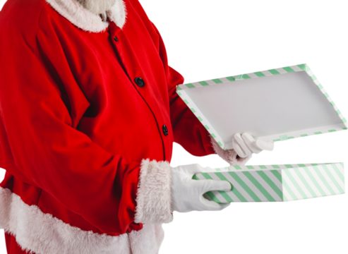 Santa Claus opening gift box - Powered by Adobe