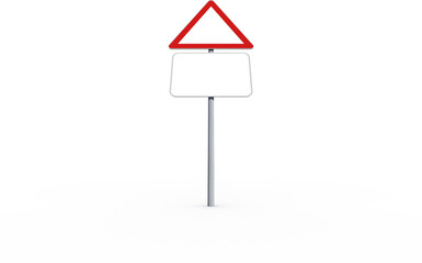Digitally composite image of road sign with blank placard