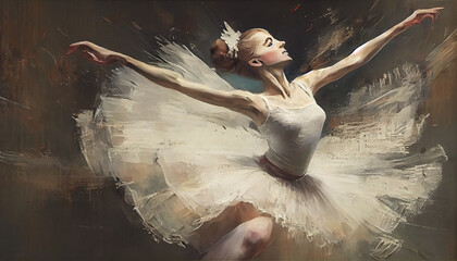 Colorful Watercolor Ballerina Oil Painted Ballet Dancer AI Generative