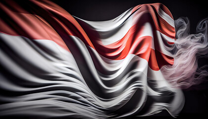 Country Flag of Austria in Explosion or Splashing With White Smoke Wind on Dark Backdrop AI Generative