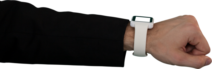 Cropped hand of businessman wearing smart watch