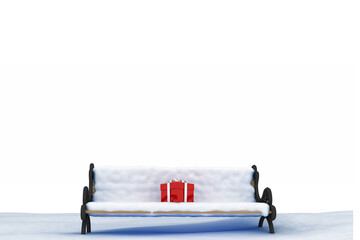 Digitally generated image of gift boxes on park bench