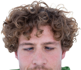 Casual man grimacing in front of camera