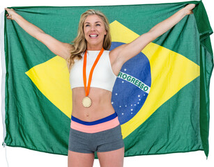 Athlete posing with gold medal after victory