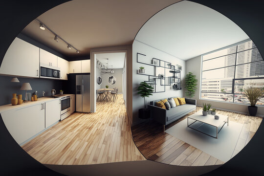 interior decoration and modular kitchen generated using AI