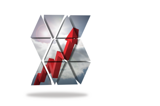 Red arrow on abstract screen