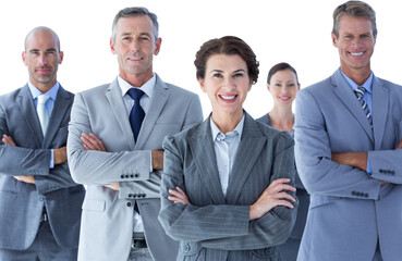 Portrait of confident business people on white background