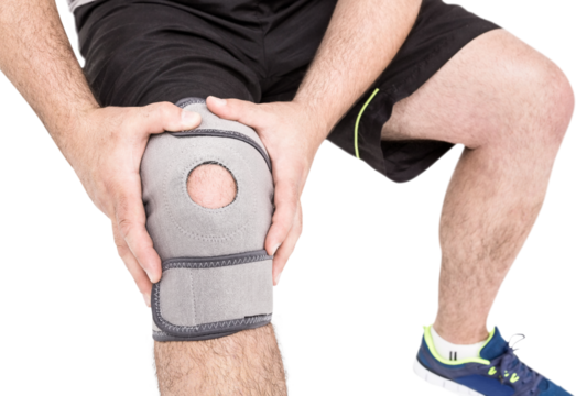 Athlete wearing knee pad