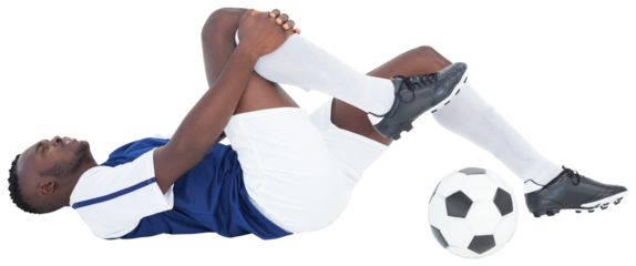 Injured football player lying down