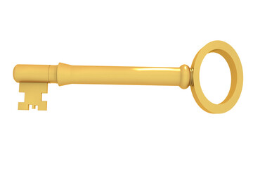 Digitally generated shiny gold key