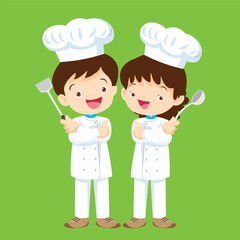 cute little chef kids boy and girl character 3