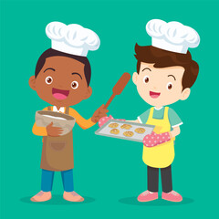 cute little chef kids bake cookies 20