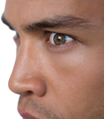 Close-up of angry businessman looking away