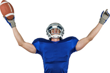 American football player gesturing victory