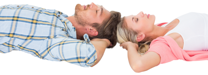 Attractive young couple sleeping peacefully