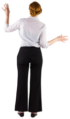 Businesswoman standing with hands out