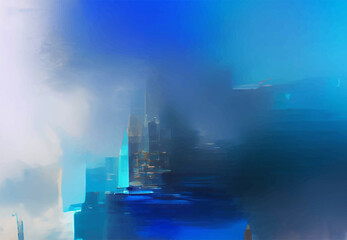 Abstract background modern futuristic graphic. Blue chaotic background.