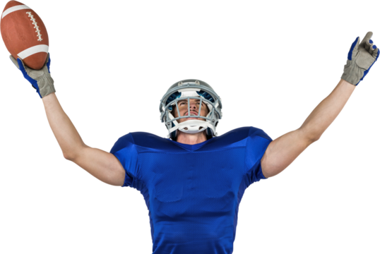 American football player gesturing victory - Powered by Adobe