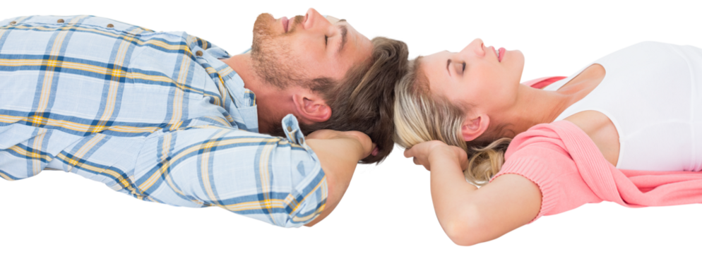 Attractive young couple sleeping peacefully