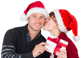 Couple holding a christmas gift