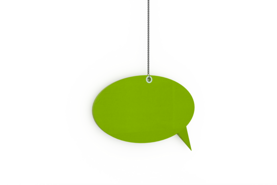 Speech bubble tag hanging