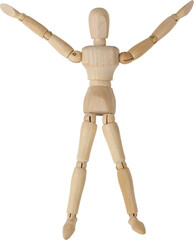 3d image of arms raised wooden figurine 