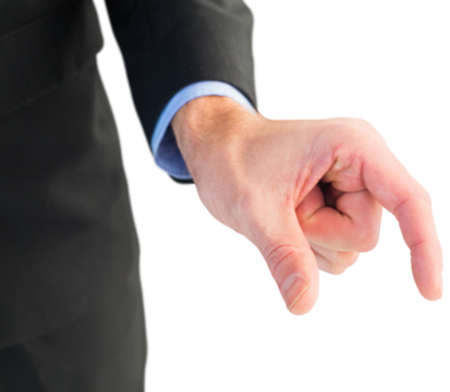 Businessman measuring something with these fingers