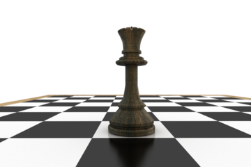 Black queen on chess board