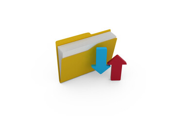 Yellow folder with red and blue arrow sign