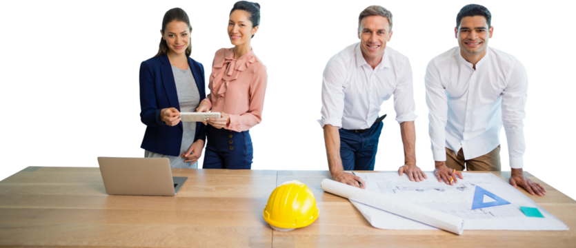 Portrait of architects at table