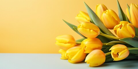 Yellow tulips on the yellow background, created with generative AI