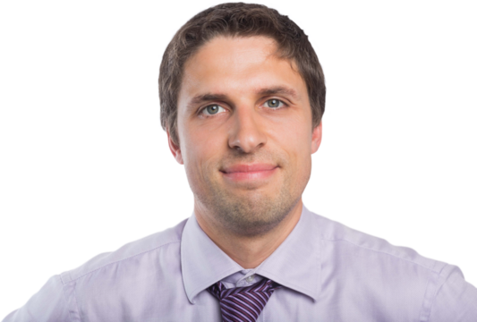 Close-up portrait of green eyed businessman